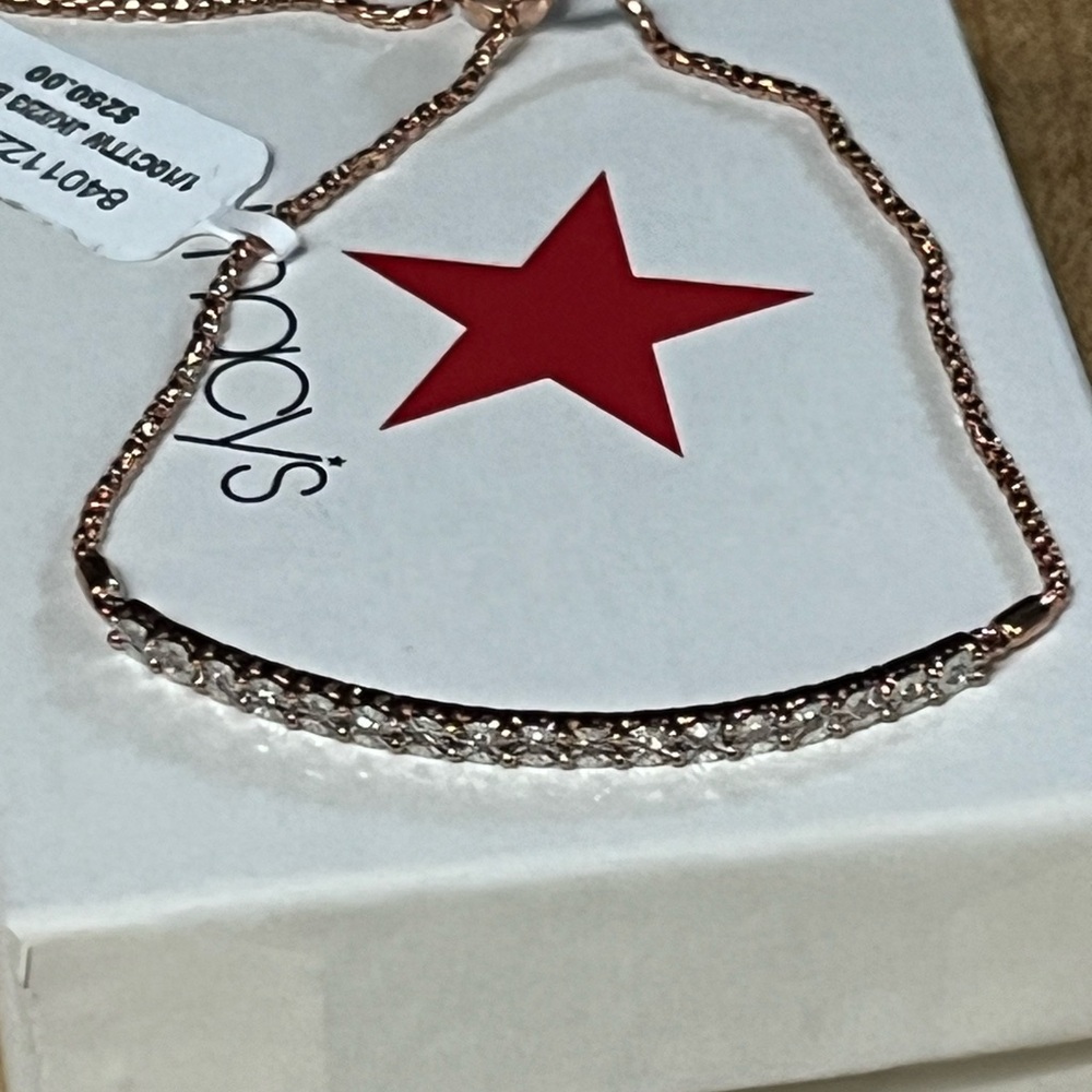 Diamond Bolo Bracelet 14k Rose Gold-Plated Sterling Silver - Picture 9 of 10